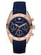 Armani Exchange Women's Watch with Blue Rubber Strap