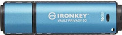 Kingston IronKey Vault Privacy 50 16GB USB 3.2 Stick cu conexiune USB-C Albastru