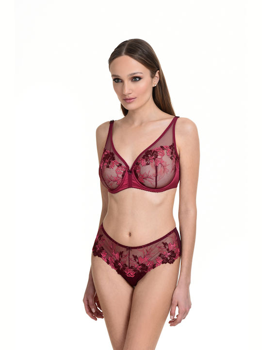 Miss Rosy Femeie Boxer cu Dantelă Burgundy