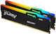 Kingston Fury Beast RGB 64GB DDR5 RAM με 2 Modules (2x32GB) και Ταχύτητα 5200 για Desktop