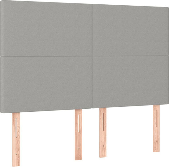 vidaXL LED Bed Headboard Fabric Light Grey 144x128cm
