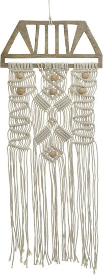 Inart Macrame Hängendes Wanddekoration Beige aus Stoff 30x2x74cm