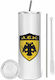 Koupakoupa AEK Glass Thermos Stainless Steel BPA Free 600ml White with Mouthpiece and Straw