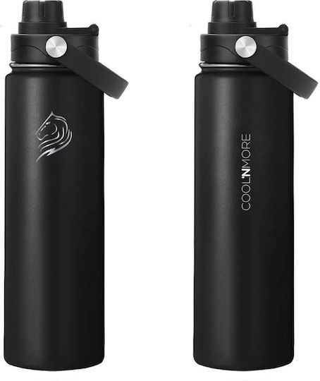 Cool'NMore Jet Бутилка Термос Неръждаема Стомана Без BPA 750ml Черна с Мундщук Сламка Примка и Дръжка