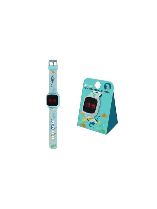 I-Total Kids Digital Watch Dino with Rubber/Plastic Strap Light Blue