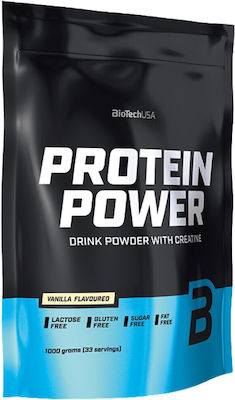 Biotech USA Protein Power With Creatine Χωρίς Γλουτένη & Λακτόζη με Γεύση Βανίλια 1kg