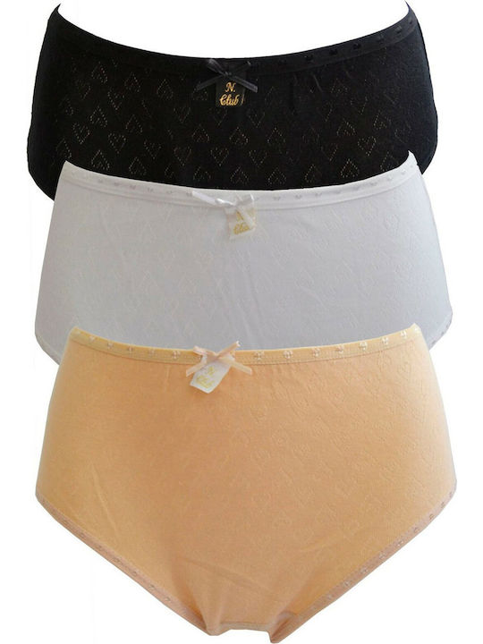 Βαμβακερά Hohe Taille Damen Slip 3Pack Black / White / Beige