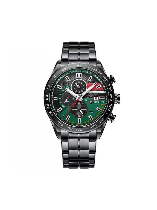 Curren Watch Chronograph Battery with Metal Bracelet Black Green