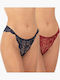 Дамско Бразилско 2Pack с дантела Blue / Red