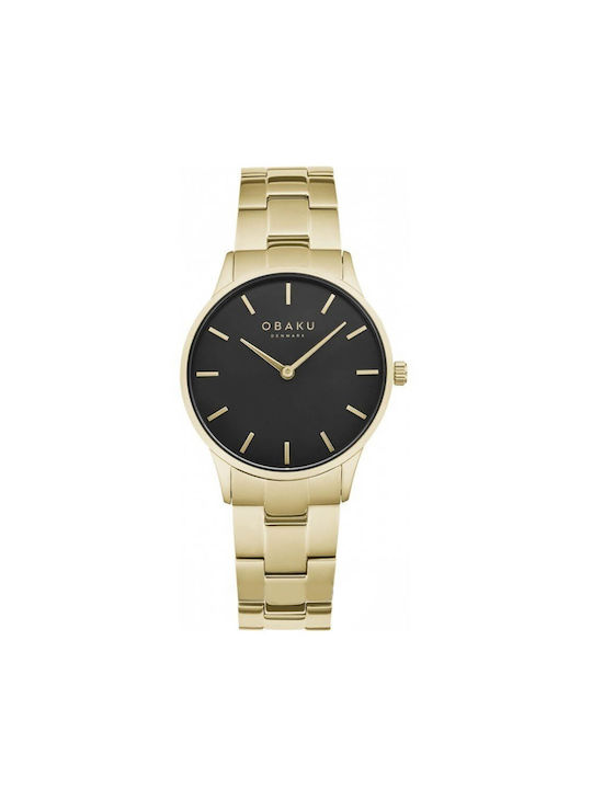 Obaku Lyng Lille Uhr mit Gold Metallarmband