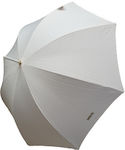 Umbrelă de mireasă de ploaie din rattan cu mâner din piele de tip "gold" (aur-ulei) Aslanis Φ106×90 manual, ecru-ivoire