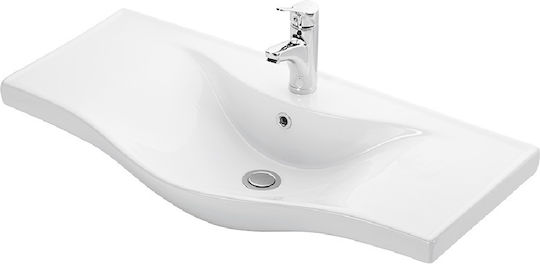 Martin Basic 90 Ένθετος Νιπτήρας Πορσελάνης 90x46cm Γυαλιστερή Πορσελάνη