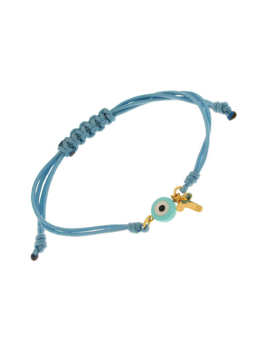 Children's cross-eye bracelet babyQ made of 14K gold (585) in yellow colour with turquoise eye 431785