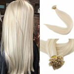 Extensie Keratin cu Păr Natural Remy în Blondă Platină Culoare 55cm