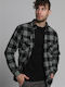 Double Men's Shirt Overshirt Long Sleeve Flannel Checked Gray