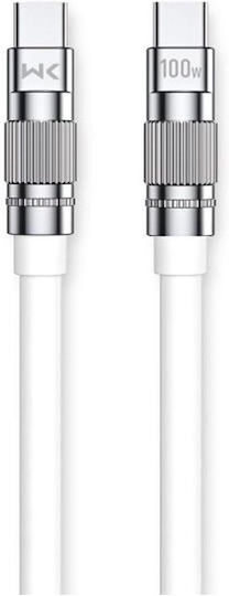 WK WDC-188 USB 2.0 Cable USB-C male - USB-C 100W PD Λευκό 1m 250683
