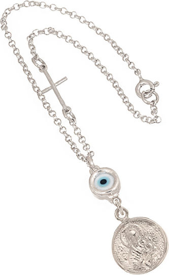 Abadianakis Auto-Talisman Doppelseitiger Autoanhänger mit silbernem Auge in Silber Farbe 006099