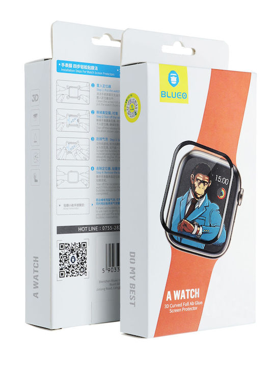 5D Mr. Monkey Strong HD Закалено стъкло за цялото лице за Apple Watch 41 мм 1бр Черно