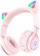 Hoco W39 Ασύρματα/Ενσύρματα Over Ear Παιδικά Ακουστικά με 10 ώρες Λειτουργίας Ροζ