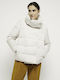 Kurz Damen Puffer Jacke für Winter Weiß