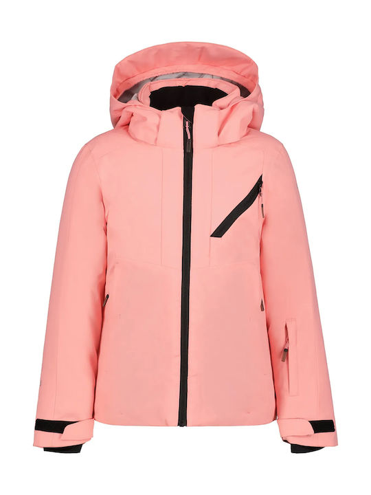 Waterproof Kids' Sports Jacket Short with Hood Pink Lyons