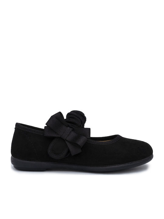 Kids Ballerinas with Hoop & Loop Closure Black