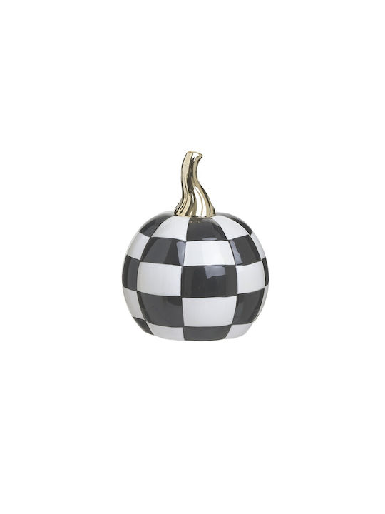 Inart Decorative Pumpkin made of Ceramic Material Black and white/gold 14x14x18cm 1pcs