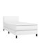 Single Bed Padded with Leather with Slats White 90x200cm