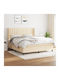 Bed Queen Upholstered with Fabric Blue with Slats & Mattress 160x200cm