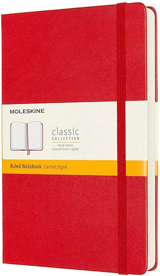 Moleskine Classic Collection Σημειωματάριο 400 Φύλλων Ριγέ με Σκληρό Εξώφυλλο και Λάστιχο Κόκκινο