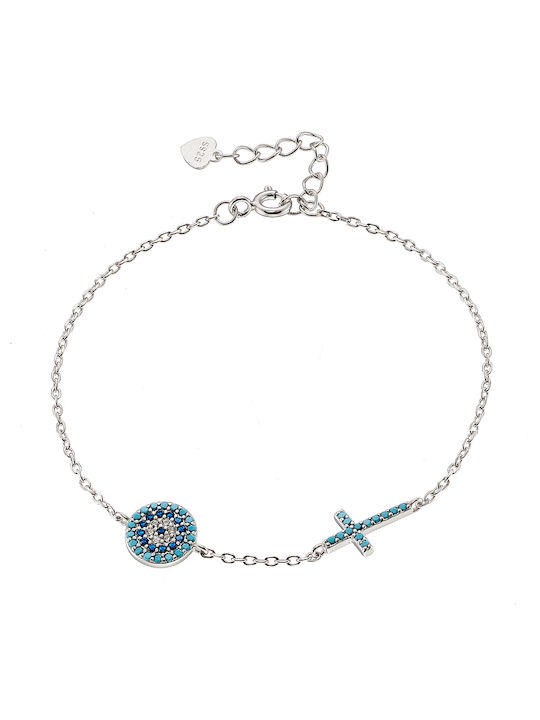 Oxzen Bracelet Chain with Cross design made of Silver Gold Plated with Zircon
