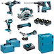 Makita DLX6114TJ Set Angle Wheel & Circular Saw & Drill Driver & Screwdriver & Multitool & Excavator 18V with 3 Batteries 5Ah and Case