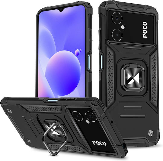 Wozinsky Ring Armor Rückseite Kunststoff Schwarz für Redmi 10 5G