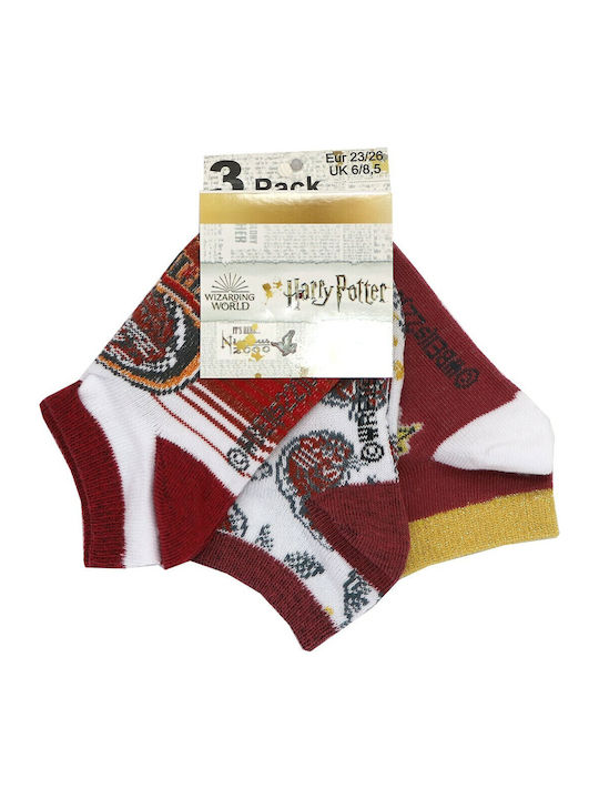 Warner Bros Παιδικά Σοσόνια Harry Potter Μπορντό 3 Ζευγάρια