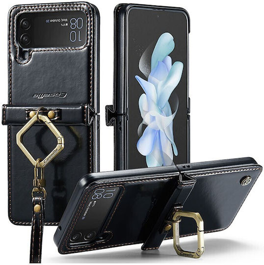 Caseme 003 Задна корица Изкуствена кожа Черен (Galaxy Z Flip4)