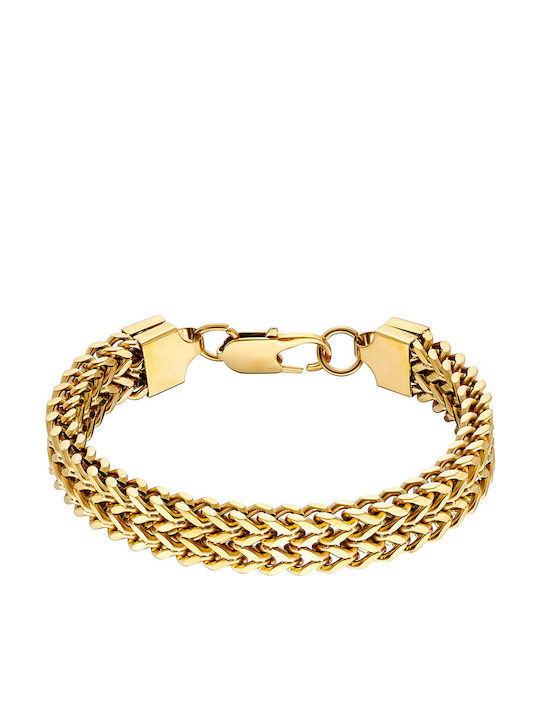 Oxzen Chain Hand made of Stainless Steel Gold-plated Wide Thickness 13mm and Length 22cm