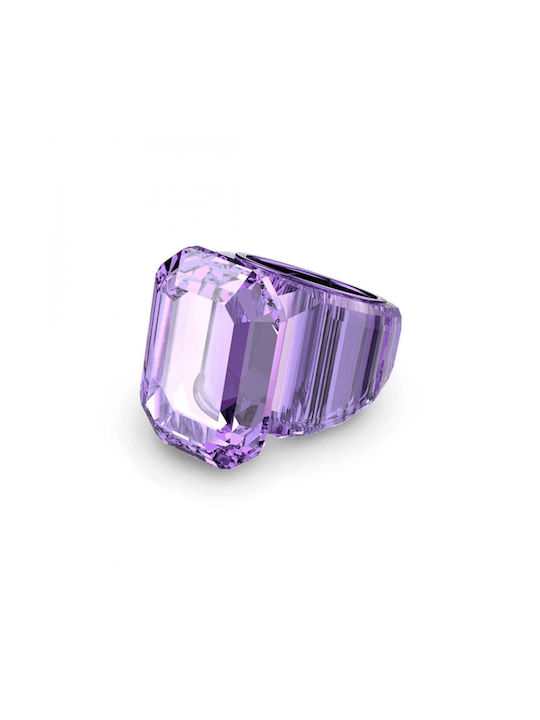 Swarovski Lucent Cocktail Ring with Stones Purple Gold Plated
