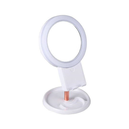 Schminkspiegel Tischgerät mit Licht Zoom x10 17x17cm Weiß