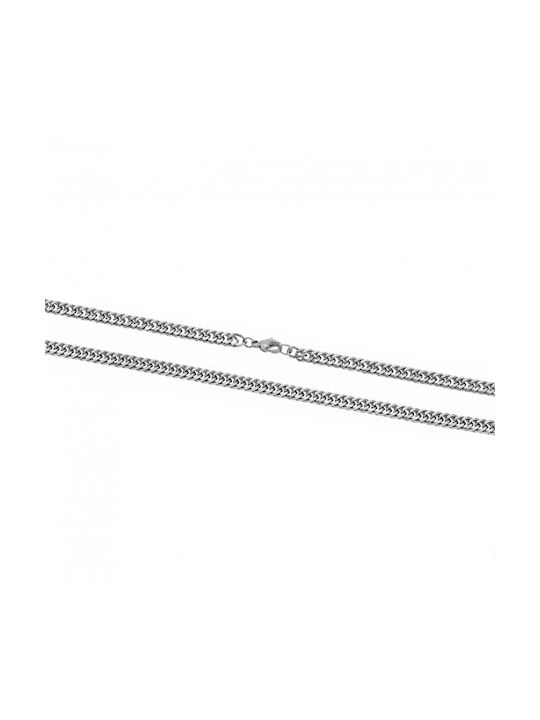 Senza Unisex Stainless Steel Neck Thin Chain White with Polished Finish 55cm