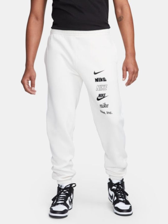 Nike Παντελόνι Φόρμας με Λάστιχο Fleece Λευκό