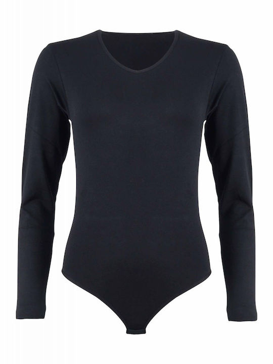 Women's leotard with elastic neckline BLACK