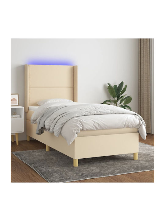 Bett Einzelbett Mit Stoff bezogen Blue mit Latten & Matratze 90x200cm