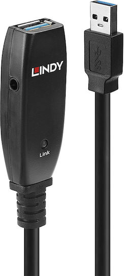 Lindy USB 2.0 Кабел USB-A мъжки - USB-A женски Черен 15м 43322