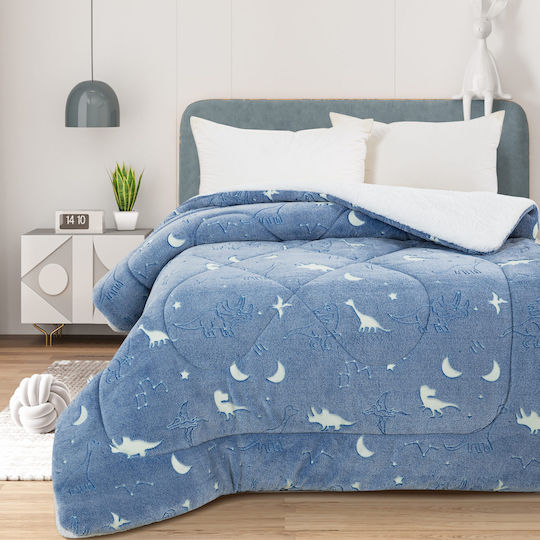 Kinderbettdecke Leuchtend Einzel Jurassic Blau 160x220cm Kinderbettdecke Leuchtend Einzel Jurassic Blau 160x220cm