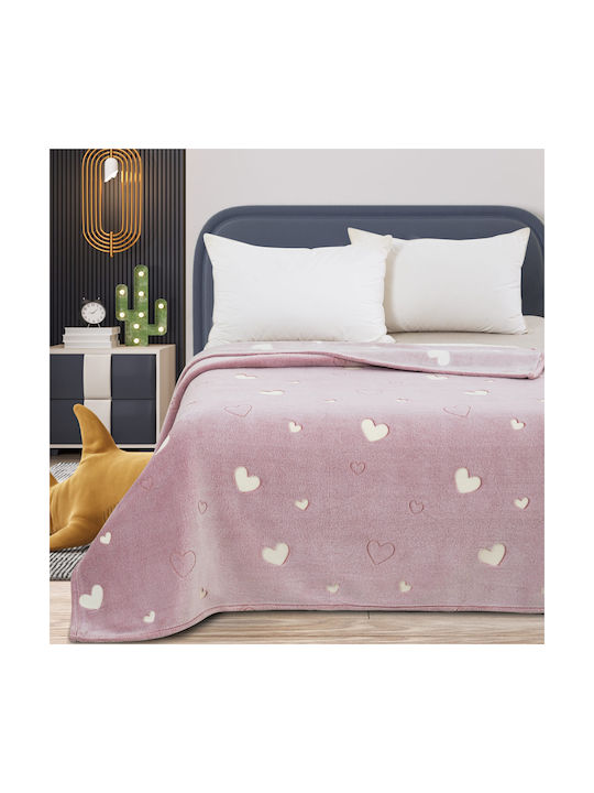Decke Vlies Hearts Leuchtend Rosa 160x220cm