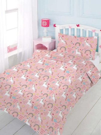 Комплект Детска Завивка Единична с Калъфка Памучна Розова 160x240см
