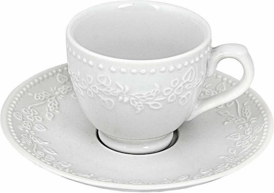Oriana Ferelli Kea Set Căni Maro Din porțelan Albe 200ml 6buc