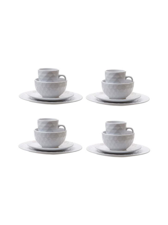 Artekko Set Căni Maro De ceramică Albe 16buc