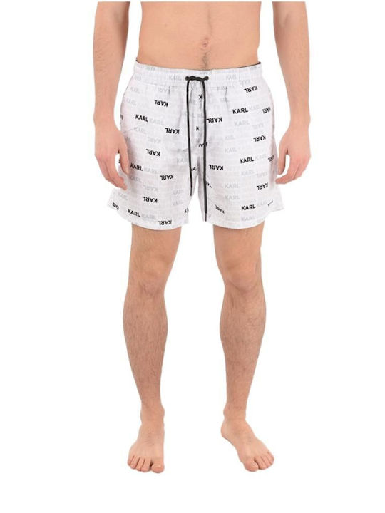 Karl Lagerfeld Herren Badebekleidung Shorts Weiß mit Mustern