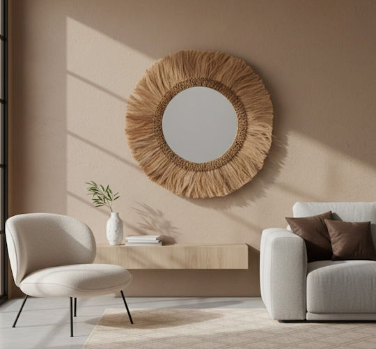 HomeMarkt Oglindă de Perete cu Ramă din Diametru 90cm 1buc